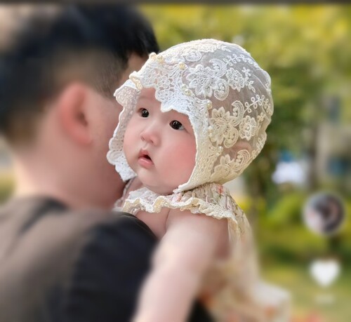 夏天外出防晒婴儿帽蕾丝帽女宝宝公主帽子新生儿纯棉透气不闷热