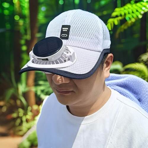 休闲男夏季夏季太阳能充电帽子