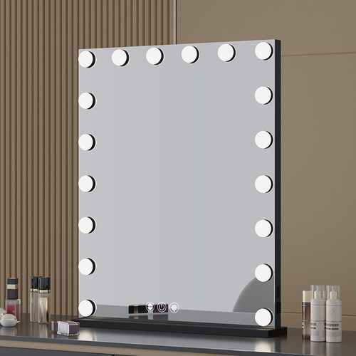 方形带灯泡网红充电款梳妆镜子