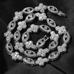 13mm Eye Cross Diamond Necklace High-End Design Copper Inlaid Zircon Gold-Plated Hip-Hop Trendyy Jewelry for Men and Women
