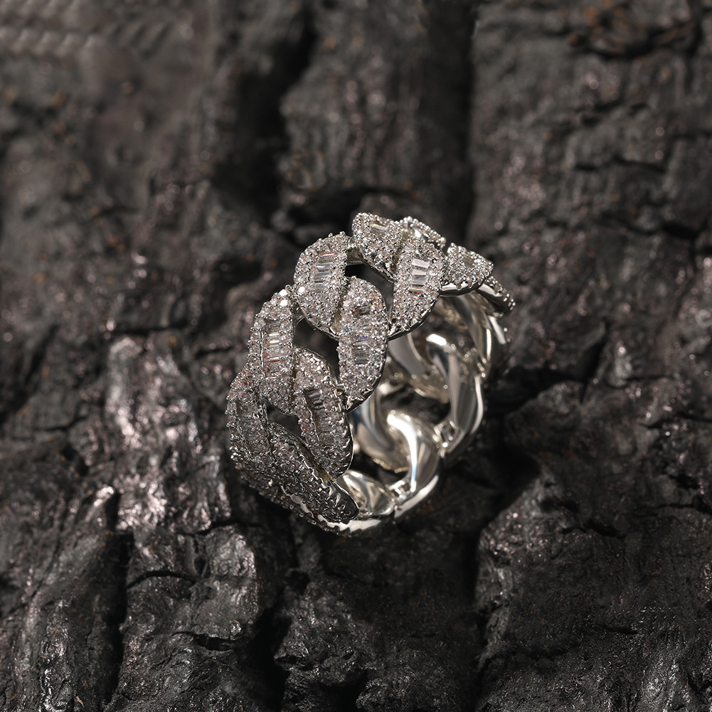 欧美铜方钻嘻哈戒指时尚街头