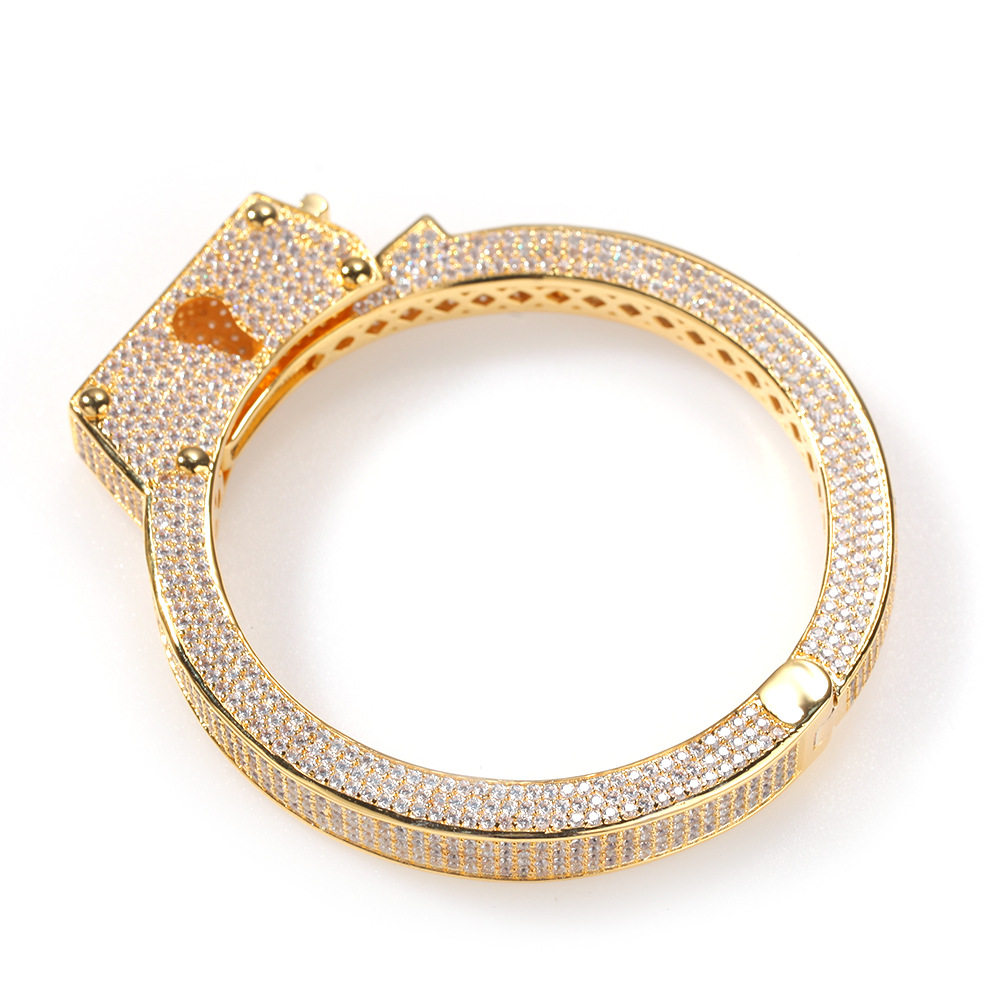 Fashion Men Punk Handcuffs Bracelet Copper Inlaid Zircon Trendy Retro Fashion Couple Bracelet Easiest for match hip hop Jewelry