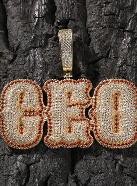 定制嘻哈铜镶锆石骨节26个英文字母吊坠DIY小众设计感男女潮项链
