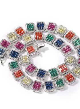 13mm欧美九宫格嘻哈项链情侣