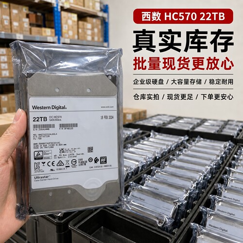 WD西数22T HC570 氦气机械硬盘CMR垂直NAS大容量监控摄像头存储盘