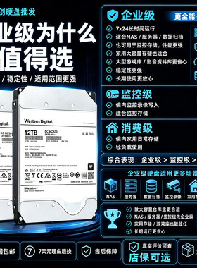 WD/西数HC550 16T服务器硬盘SATA 8T12T HC520企业级监控机械硬盘