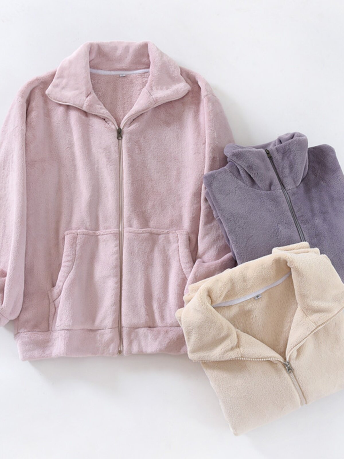COUPLE ZIPPER PAJAMAS WOMENS TOPS AUTUMN WINTER CORAL VELVET FLANNEL LONG SLEEVE WARM LOUNGEWEAR MENS LOOSE PLUS SIZE