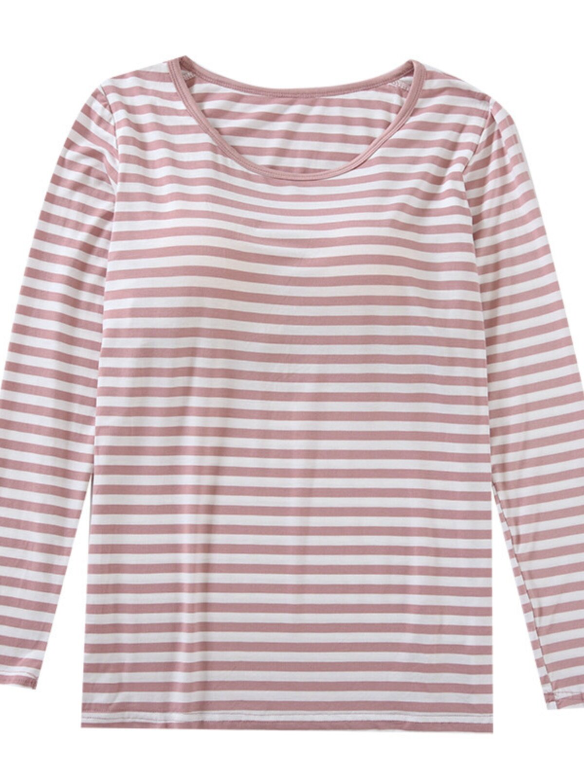 PAJAMAS WOMENS LONG SLEEVES CHEST PADS SUMMER THIN UNDERSHIRTS AIR-CONDITIONED SHIRTS CASUAL LOOSE STRIPED TOPS SPRING AND AUTUMN