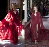 新娘红色礼服披肩遮手臂V领开车显瘦时尚 走秀晚礼服旅拍长礼服