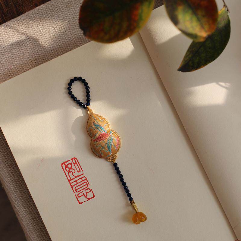 美人襟 中式风雅葫芦提花锦缎葫芦胸针压襟吊坠 汉服旗袍领口配饰