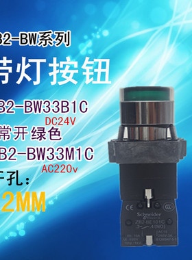 绿色带灯按钮 XB2-BW33B1C 1常开 XB2BW33M1C ZB2BE101C 24V 220V