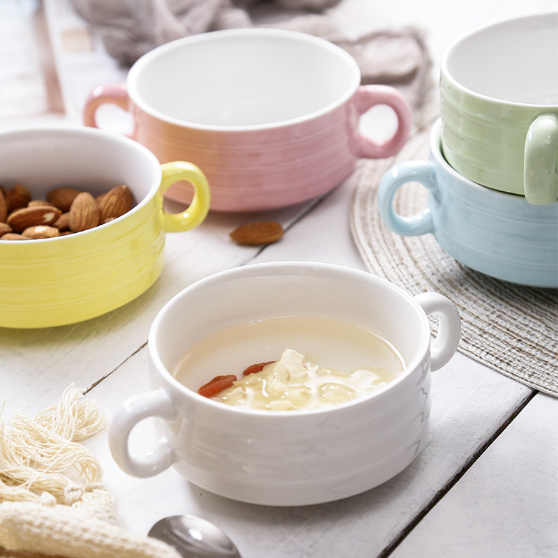 陶瓷西餐汤碗家用双耳炖汤盅蒸蛋碗浓汤碗早餐碗粥碗甜品双皮奶碗|ruв категории посуда, посуда, чаша - от Buy2taobao.com для оказания профессиональной услуги покупки агента Taobao