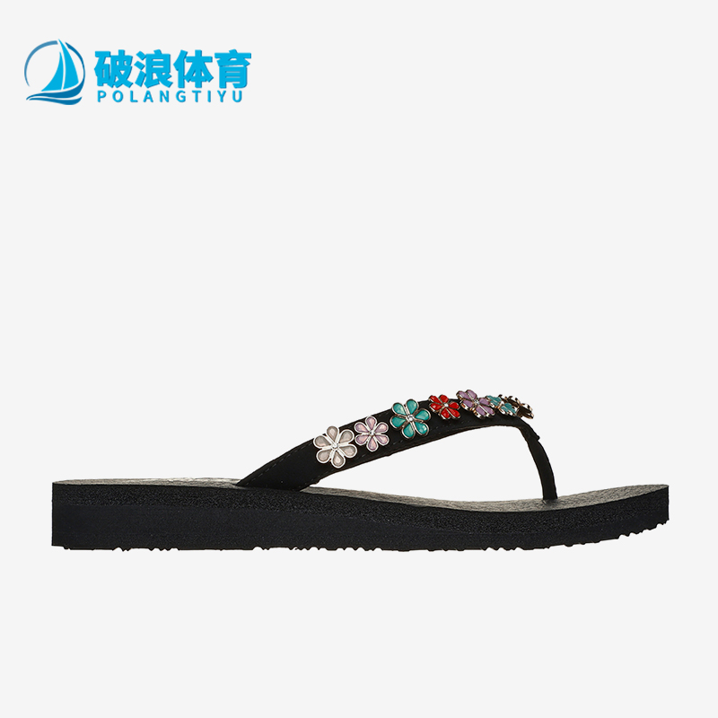 Skechers/斯凯奇正品新款女士夏季水钻小花装饰人字拖凉鞋