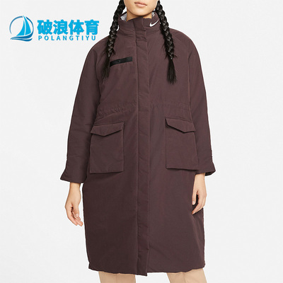 耐克女子中长款保暖棉服