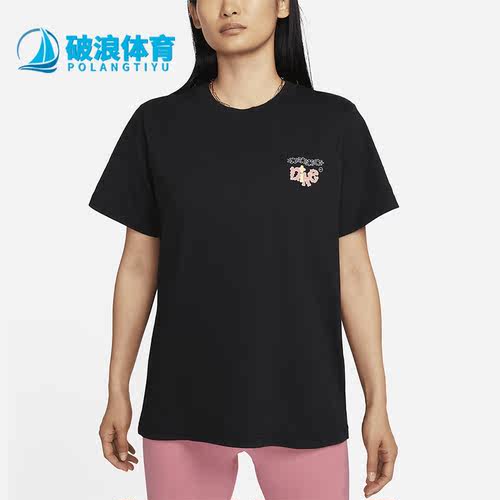 耐克季女休闲透气圆领印花短袖