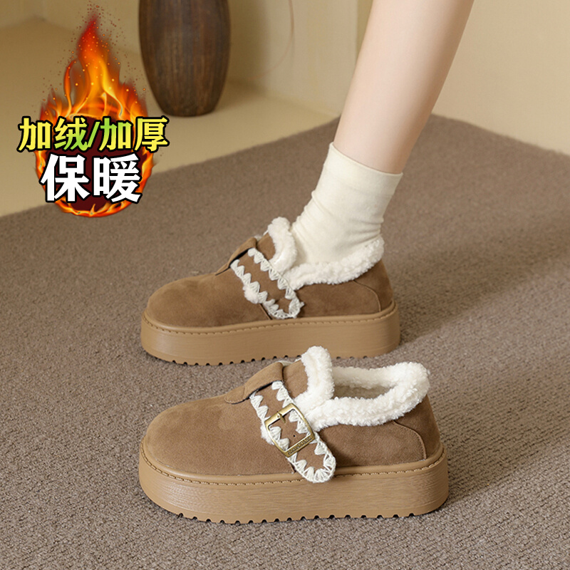 加绒保暖棉鞋毛毛女鞋子低帮短靴