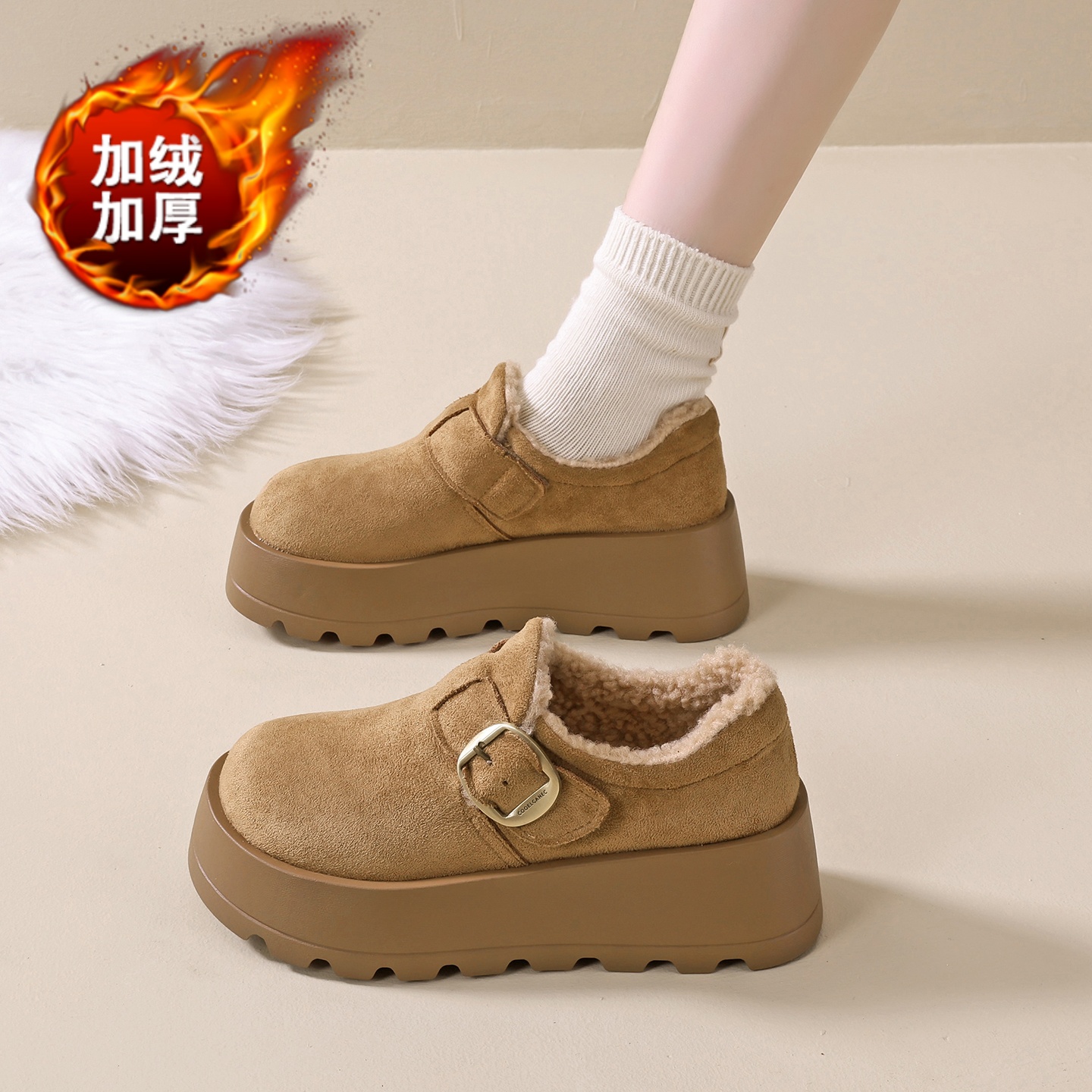 复古一脚蹬保暖乐福棉鞋子34码