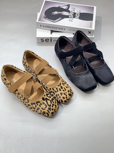 气质复古豹纹玛丽珍平底鞋 都市红运鸟2026款 马毛女鞋 时尚 601