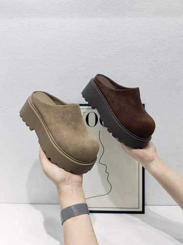 欧洲站2025真皮厚底勃肯鞋百搭休闲鞋加绒包头半拖鞋女鞋6-801