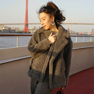 南油高定2025秋冬季纪念版泰迪熊短款大衣teddy骆驼绒皮草外套女