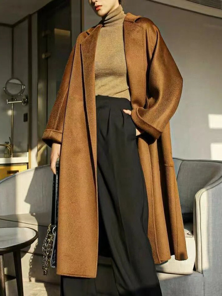 水波纹双面羊绒大衣MAX三十而已