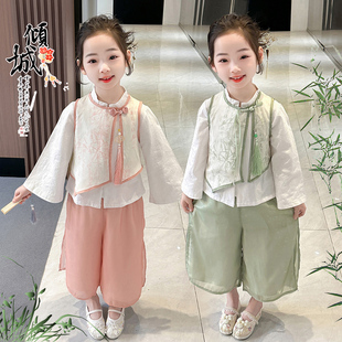 中国风唐装 2026新款 儿童汉服套装 兄妹装 古风演出服三件套 春秋古装