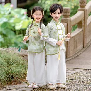 2025新款春秋儿童汉服套装古装男童国风女大童新中式套装演出服装
