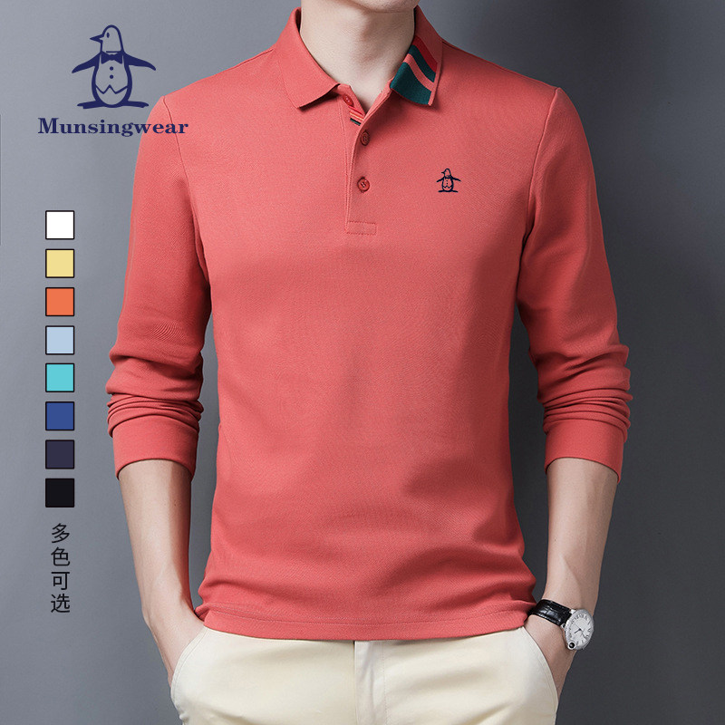 MUNSINGWEAR万星威高尔夫男长袖POLO衫纯棉T恤都市商务日常打底衫