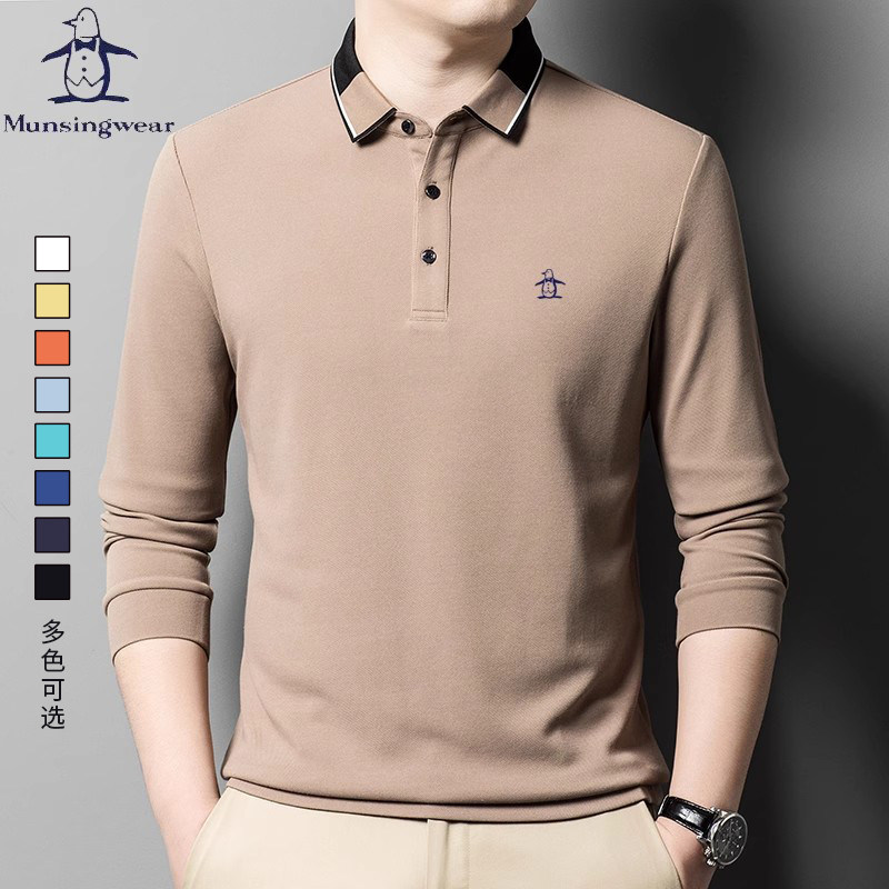 香港代购 MUNSINGWEAR万星威高尔夫长袖polo衫男时尚大方中年男装
