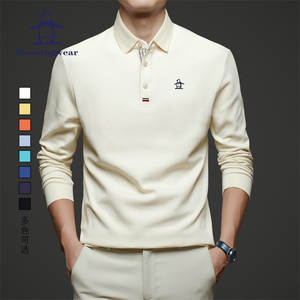 MUNSINGWEAR万星威高尔夫男长袖POLO衫春秋纯棉T恤日常打底衫球服