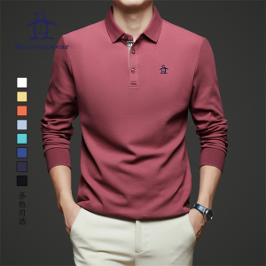 MUNSINGWEAR万星威高尔夫男装长袖POLO衫春秋商务休闲纯棉T恤球服