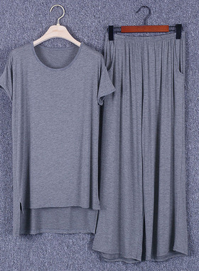 女两件套装莫代尔瑜伽服舞蹈服宽松练功服大码家居服空阔腿裤