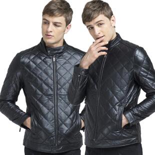 头层绵羊皮羽绒服外套夹克大码 2023爆款 立领休闲 新款 真皮皮衣男士