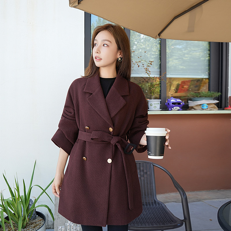 毛呢外套女2025年秋冬新款羊毛大衣宽松显瘦气质中长款西装领外套