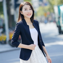 立领百搭上衣西服 修身 新款 显瘦七分袖 外套女短款 小西装 2019年秋季