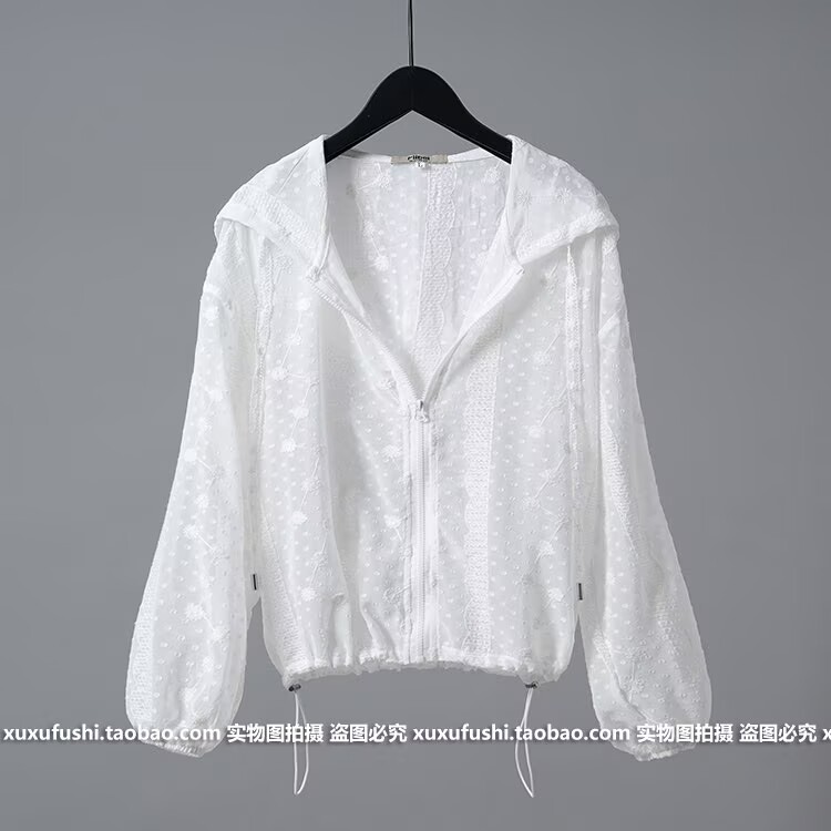 春夏蕾丝连帽防晒服女宽松外套