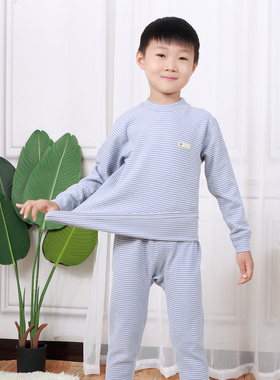 小童加厚舒绒棉内衣套装婴幼儿肩扣打底衣儿童无缝连接棉睡衣睡裤