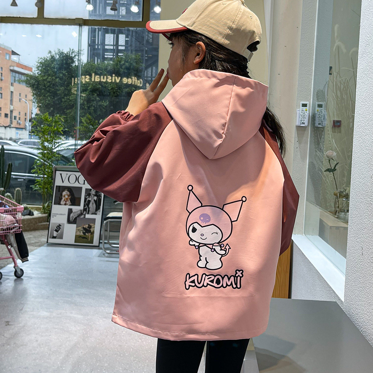 2024年新款女童春季连帽外套儿童韩版冲锋衣小学生时尚上衣防风衣