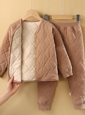 校服神器绵羊毛儿童秋冬棉袄棉裤小学生内穿保暖棉衣中学生内胆