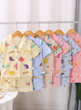 2025年新款儿童短袖套装家居服薄棉质睡衣中童家居服小学生T恤套