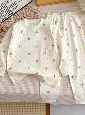 儿童秋衣秋裤套装小童纯棉中领内衣宝宝秋冬打底衣婴幼儿肩扣睡衣