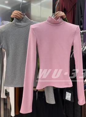wu33打底衫2025冬季新款韩版高领设计感加绒长袖T恤修身显瘦上衣