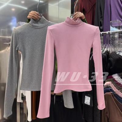 wu33打底衫2025冬季新款韩版高领设计感加绒长袖T恤修身显瘦上衣