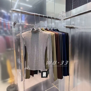 设计感小众半高领长袖 wu33打底2025夏季 新款 韩版 显瘦上衣 T恤修身