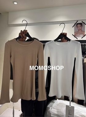 momo打底衫2025冬新款韩版圆领设计感长袖加绒T恤裙修身显瘦上衣