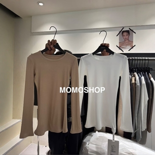 加绒T恤裙修身 momo打底衫 圆领设计感长袖 韩版 显瘦上衣 2025冬新款