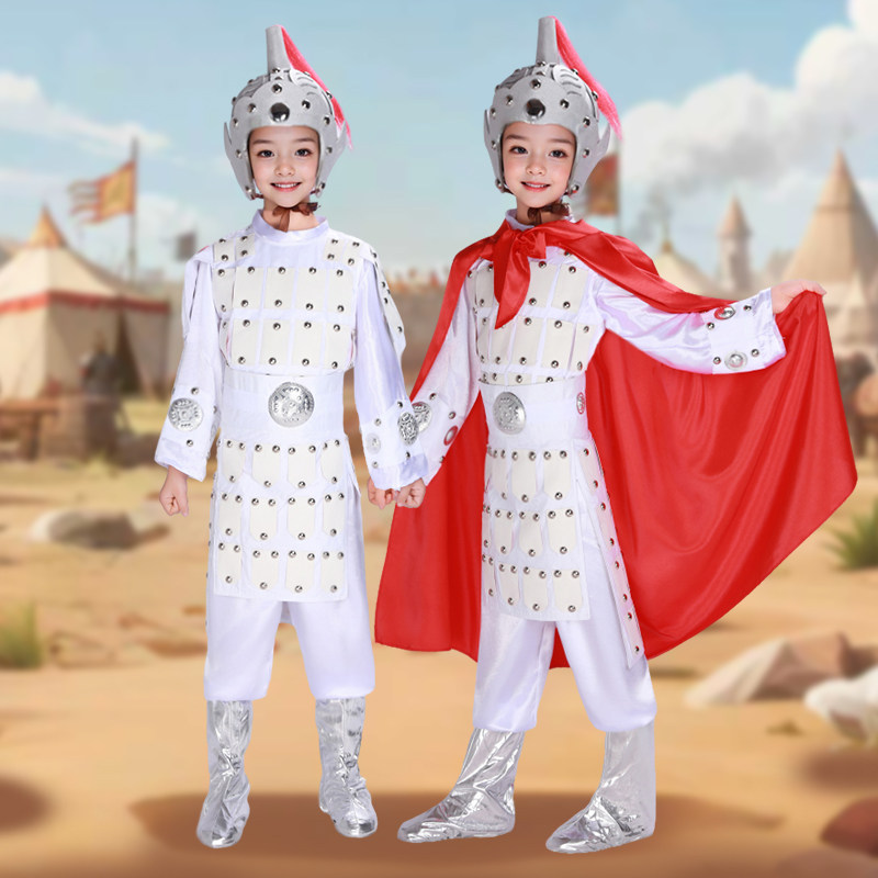 儿童古代将军盔甲花木兰岳飞成人士兵古装汉服演出秦唐汉英雄服饰