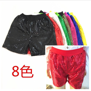 爆款演出服男士女式舞台表演宽松亮片短裤跳舞歌手主持中性热裤