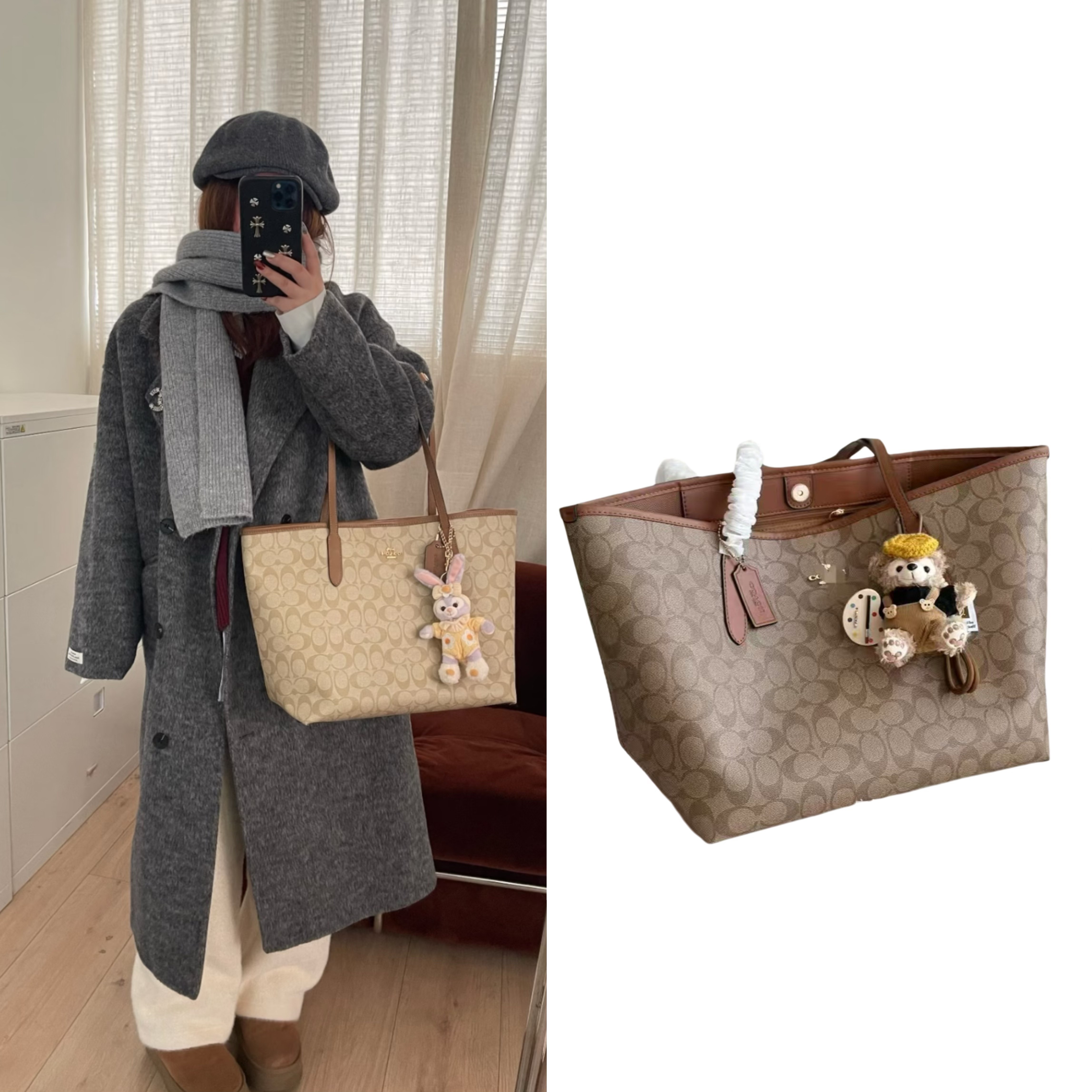 蔻家托特包磁扣购物袋经典老花通勤单肩大容量手提女包单肩包方形,箱包皮具/热销女包/男包,通用款女包,淘宝优惠券,粉丝福利购,淘宝优惠卷