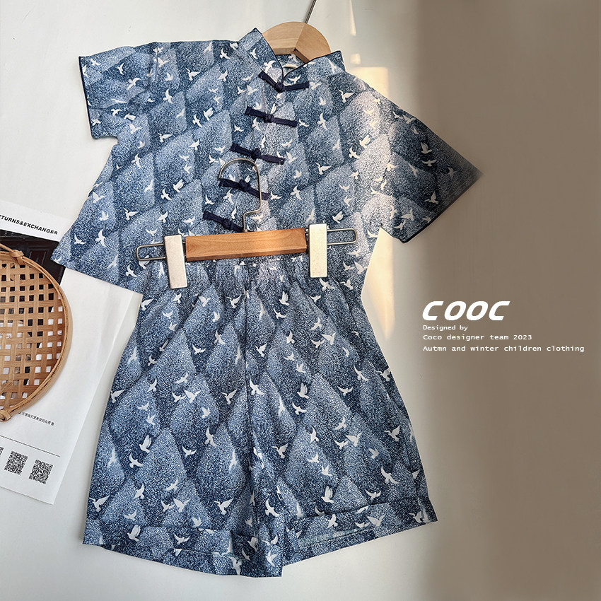 2023夏季男童唐装套装小男孩洋气汉服新中式儿童唐装宝宝对襟短袖